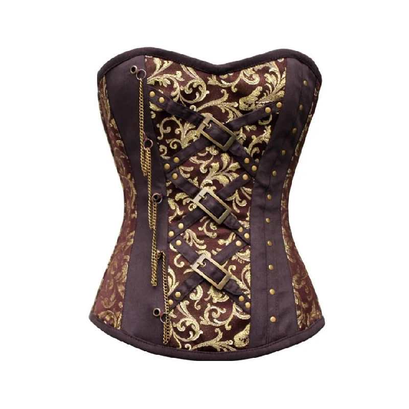 lace-trimmed sleep shortsBloncos Brown Brocade Steampunk Overbust Corset