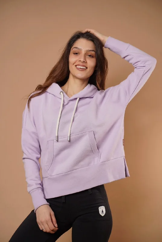 Women's Hooded Sweatshirts with ButtonsHydron Lilac Hoodie