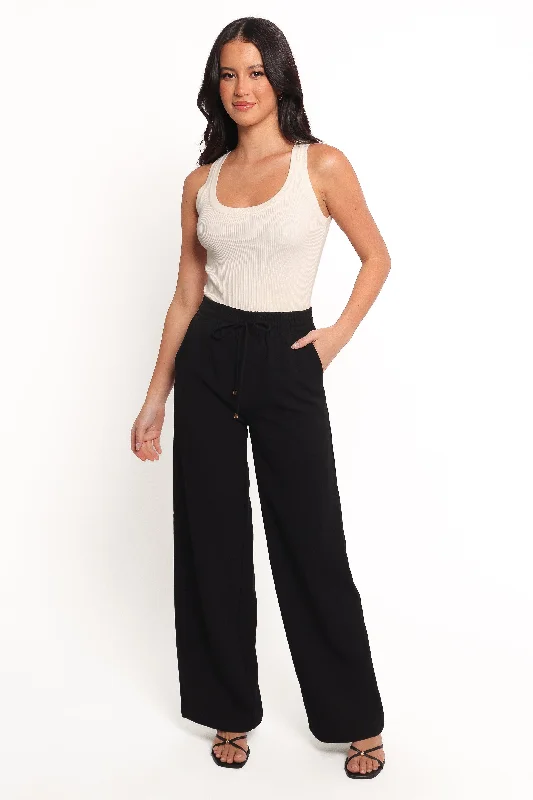 Women's Jodhpurs with Straight HemCinch Wide Leg Crepe Pant - Black