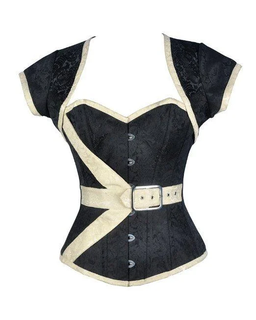 high-compression shapewear for weddingsMatic Black & Ivory Brocade Overbust Corset With Jacket