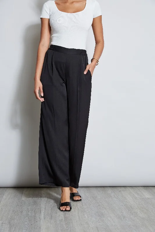 Women's Jodhpurs with U-Shaped CollarPleated Silk Pant