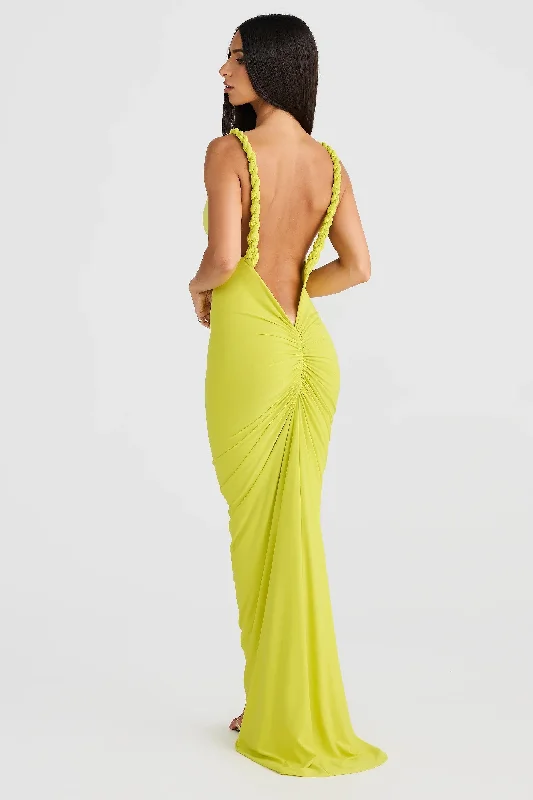 Women's Empire Waist DressesYelena Gown - Chartreuse