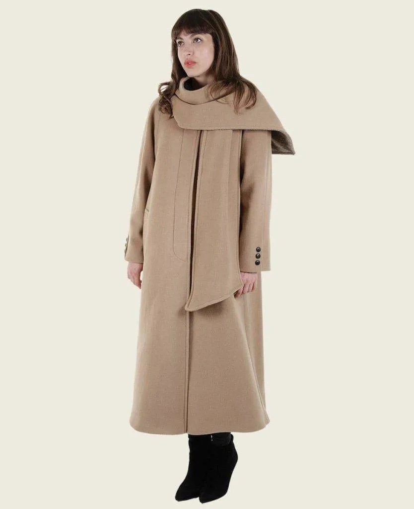 Women's PeacoatsSCARPIA - Wool & Cashmere Overcoat With Scarf Detail