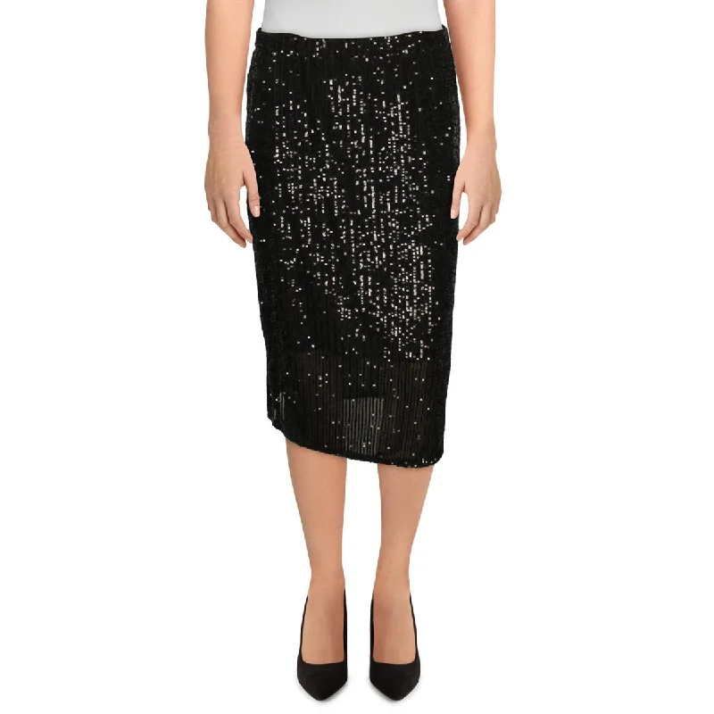 Women's V-Shaped Hem SkirtsWomens Sheer Sequined Maxi Skirt