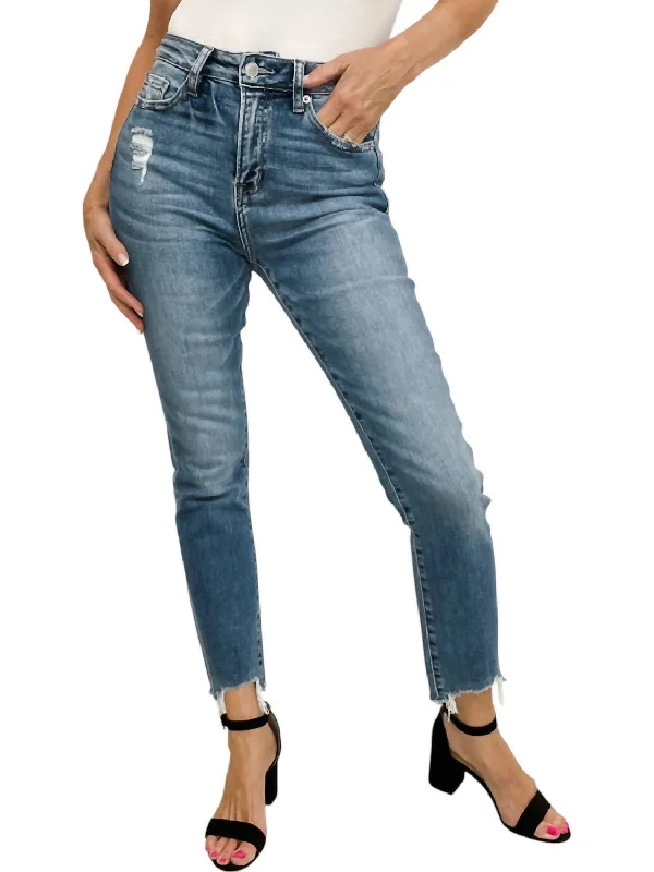 Women's Jodhpurs with Long LengthSuper High Rise Straight Leg Jeans In Blue