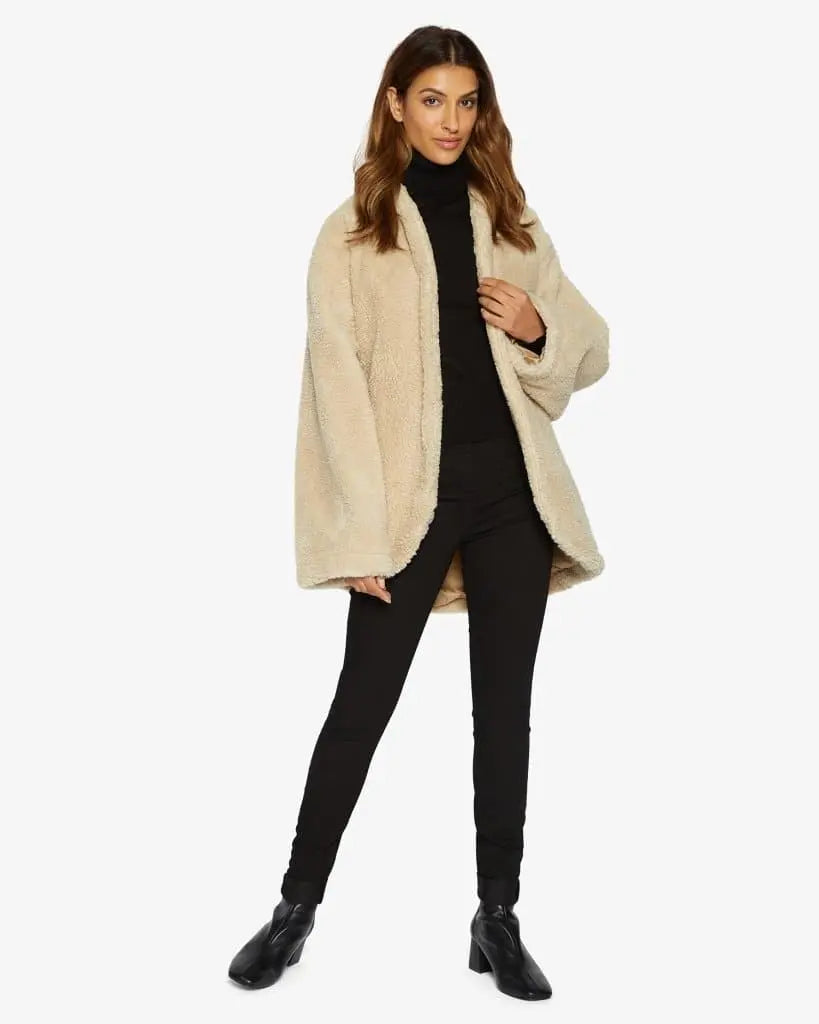 Women's Bomber CoatsOpen Front Belted Teddy Coat (1917)