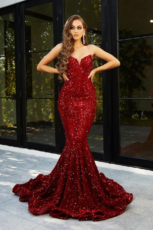 Women's Ruffled DressesPortia & Scarlett PS21208 Strapless Sequin Mermaid Gown