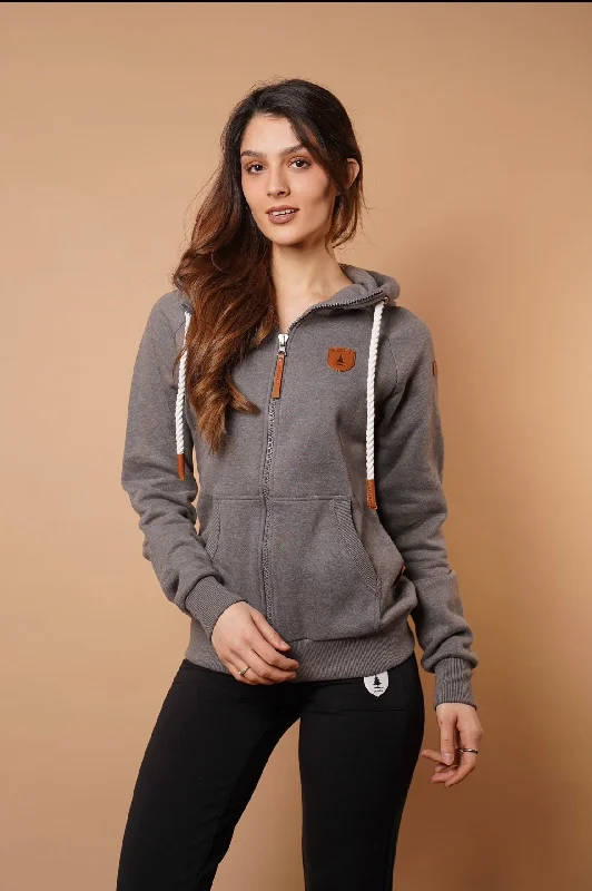 Women's Hooded Sweatshirts with Flap PocketsHera Ash Full-Zip Hoodie