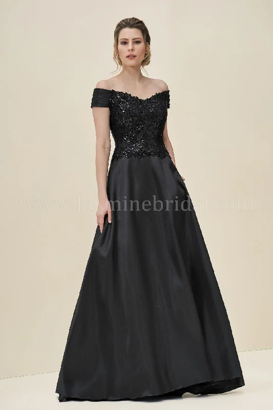 Women's Mandarin-Neck DressesJade Couture J195065 Audrey Sequins Lace Mikado Gown