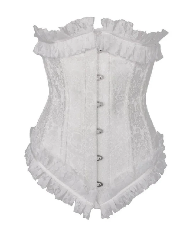 seamless lace bikini pantiesAchaia Spiral Steel Boned White Underbust Corset with Lace Frill