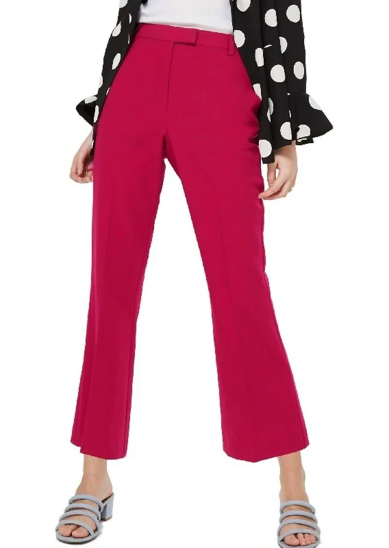 Slim Kick Flare Cropped Trousers In Magenta