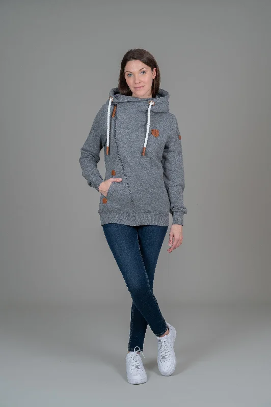 Women's Hooded Sweatshirts with Jacquard LiningAthena Dark Heather Grey Full-Zip Hoodie