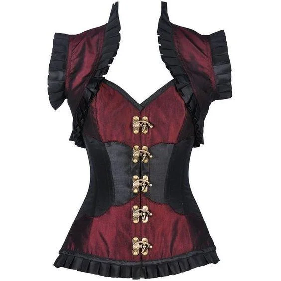 lightweight silk pajama setsPersie Burgundy Steampunk Corset With Jacket