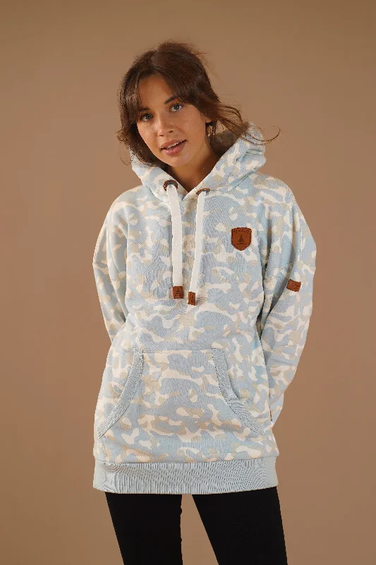 Women's Hooded Sweatshirts with Bamboo LiningBillie Print Sky Blue Camo Hoodie