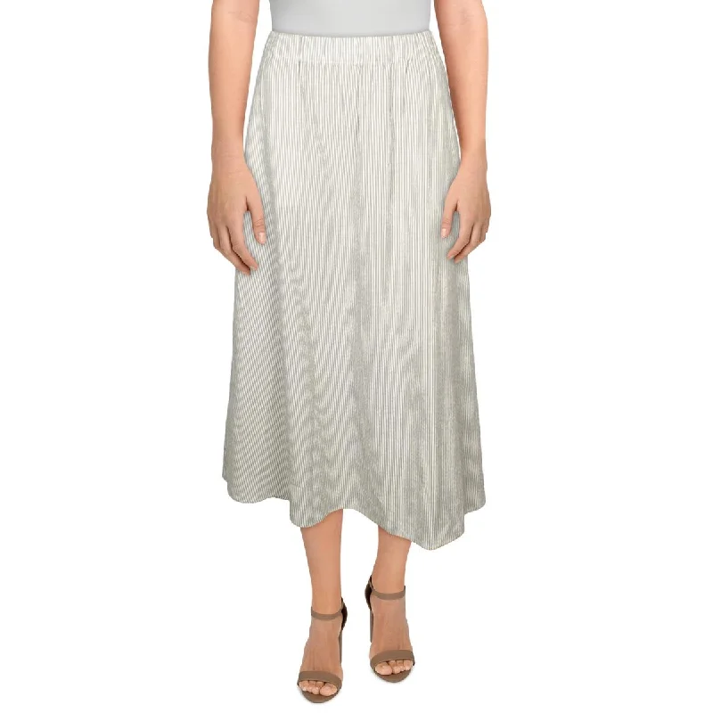 Women's Collarless SkirtsWomens Gathered Pin Strip Midi Skirt