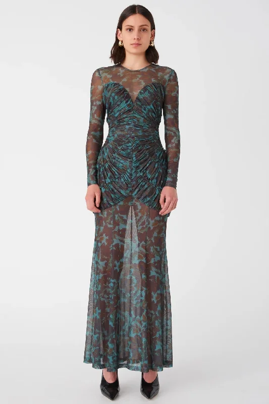 Women's Rounded-Neck DressesMisha Talitha Maxi Dress -  Vintage Chintz Print Jade