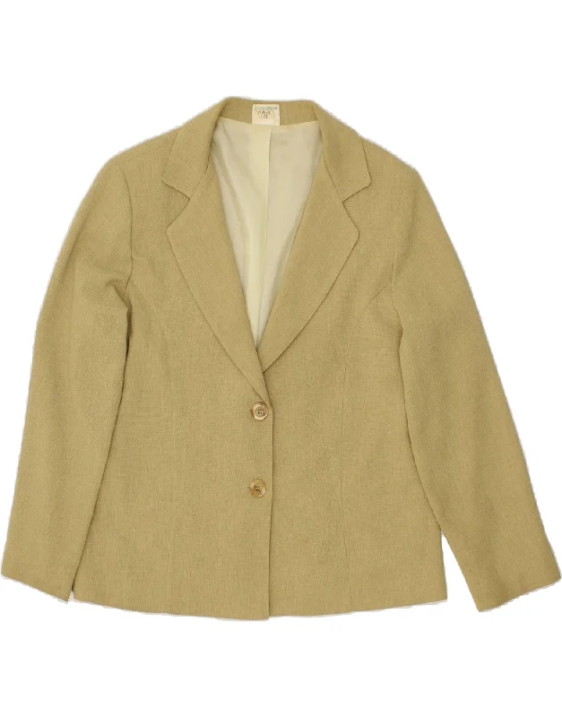 Women's Coats with Fur Trimmed SleevesVINTAGE Womens 2 Button Blazer Jacket UK 16 Large Khaki Polyester