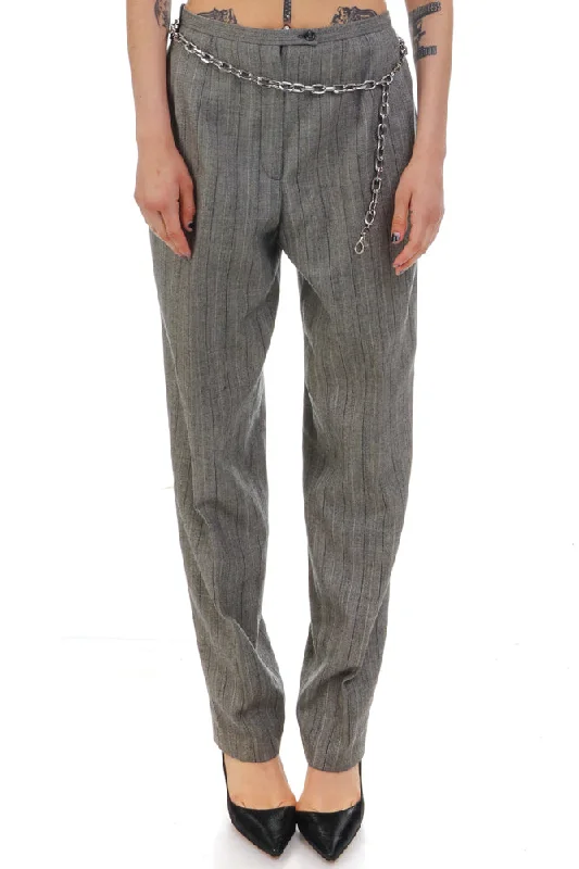 Women's Jodhpurs with Square NeckVintage 90's Grey & Stripe Herringbone - S/M