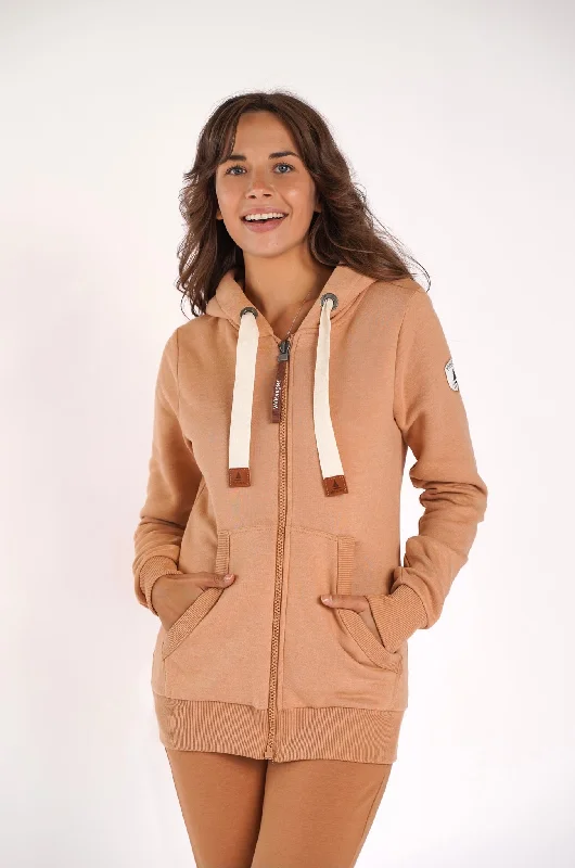 Women's Hooded Sweatshirts with Button ClosureClem Hazelnut Full-Zip Hoodie