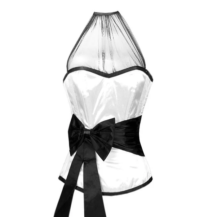 lightweight mesh sports brasLuiz White Corset With Black Sash Bow