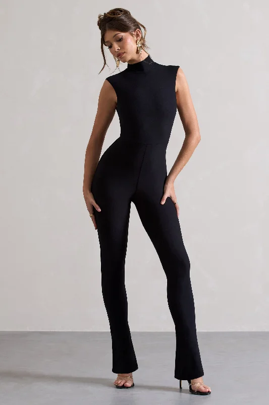 Women's Short-Sleeve JumpsuitsIssy | Black High-Neck Slim-Leg Jumpsuit