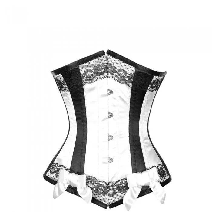 adjustable strap sports brasVerret White Satin Underbust With Black Panels