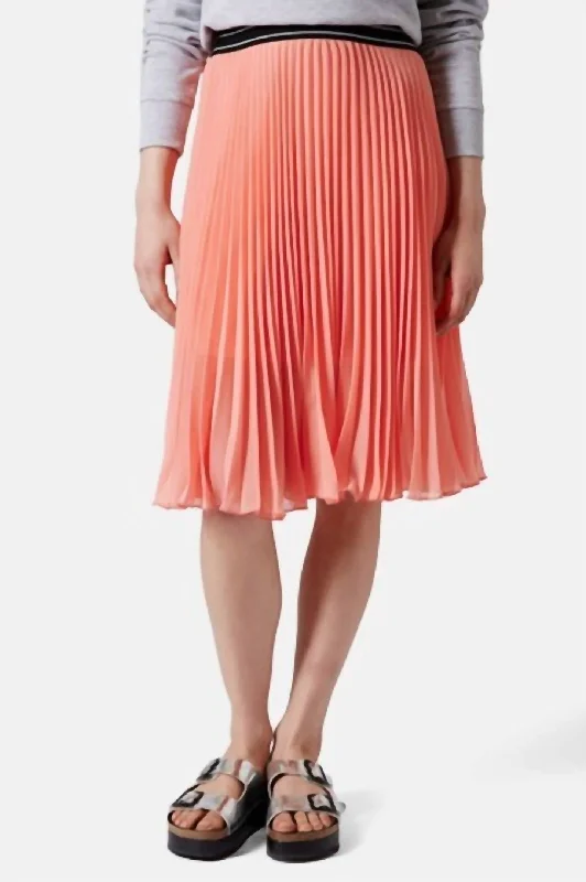 Women's Relaxed Fit SkirtsPleated Midi Skirt In Orange