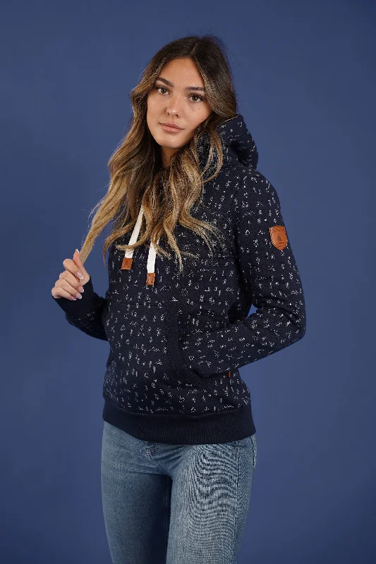 Women's Hooded Sweatshirts with Jacquard LiningGeorgia Print Navy Hoodie