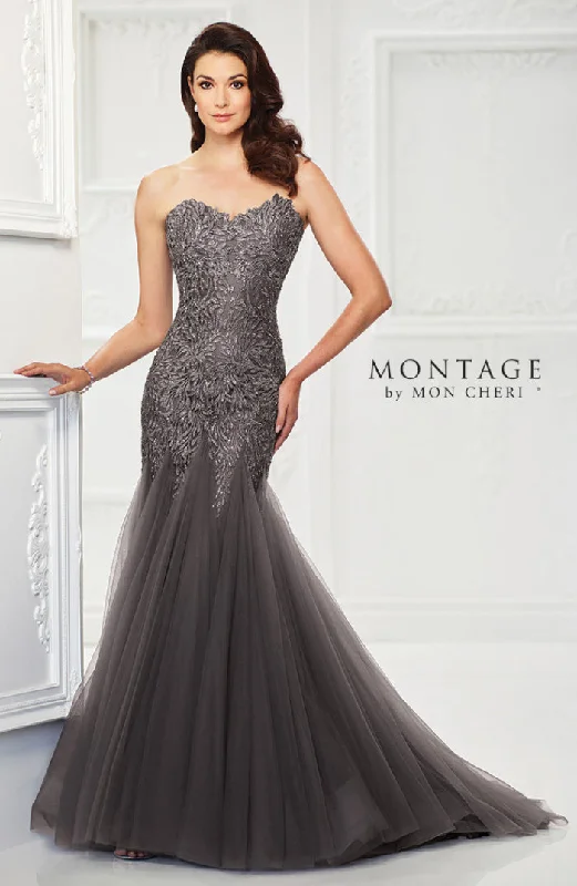 Women's Strapless DressesMontage 118964 Strapless Beaded Tulle Trumpet Gown