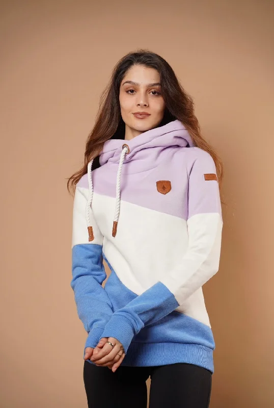 Women's Hooded Sweatshirts with Patch PocketsSelene Lilac Mix Hoodie