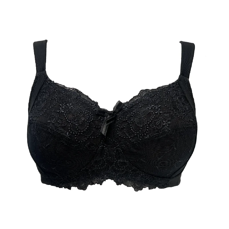 sheer lace lingerie robesAMOENA MARIE WIRE-FREE MASTECTOMY BRA - BLACK