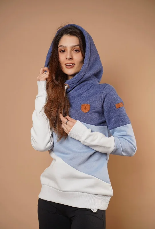 Women's Hooded Sweatshirts with Fitted WaistSelene Blue Hoodie in Indigo Mix