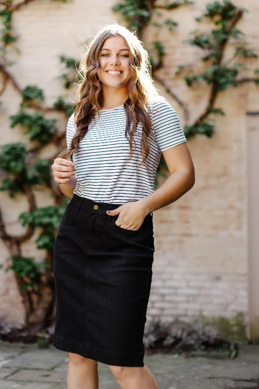 Women's Linen Skirts'Leah' Denim Skirt in Black FINAL SALE