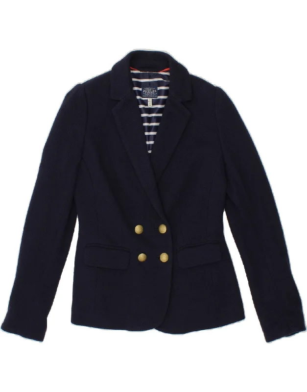 Women's Coats with CollarJOULES Womens Double Breasted Blazer Jacket UK 8 Small  Navy Blue Cotton