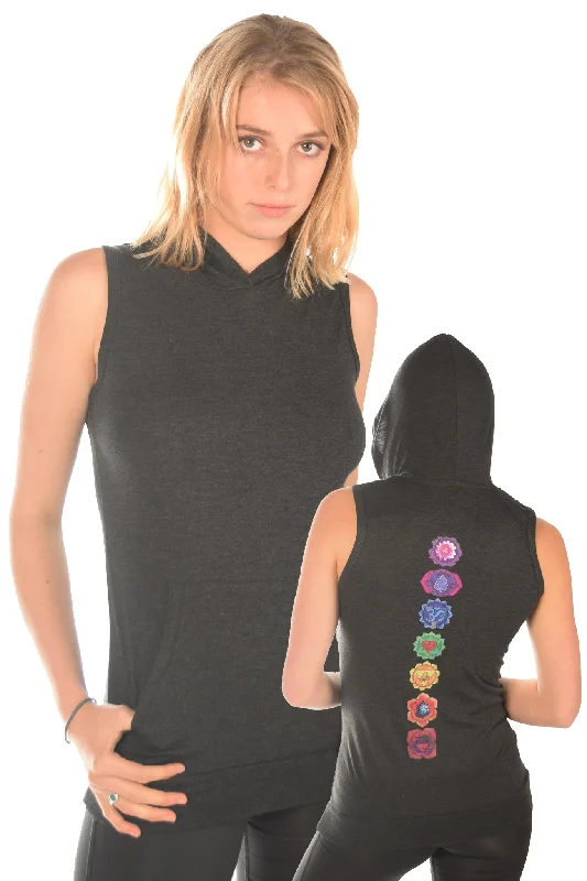 Women's Hooded Sweatshirts with Linen LiningSleeveless Full Chakra Hoodie