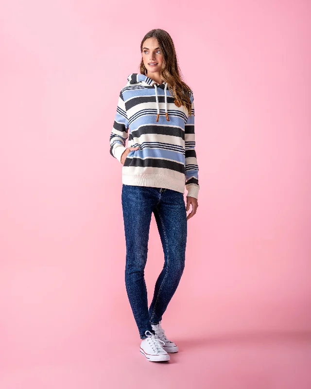 Women's Hooded Sweatshirts with Striped LiningClarion Navy Hoodie