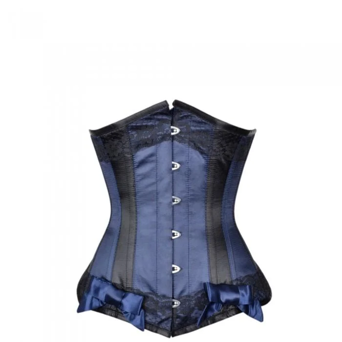 minimalist seamless brasRiberio Blue Satin Underbust With Black Panels