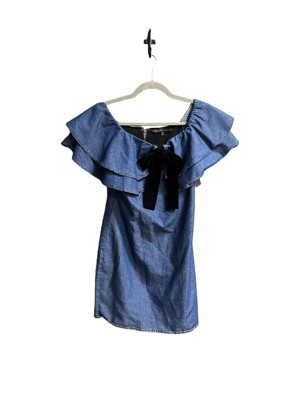 Women's Keyhole Collar DressesBlue Denim Dress Casual Short English Factory, Size S