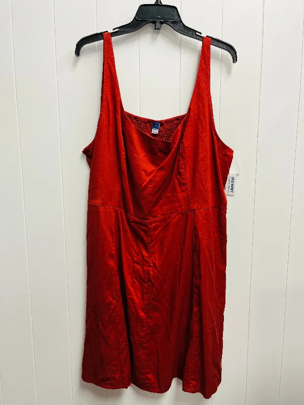 Women's V-Shaped Collar DressesDress Casual Short By Old Navy In Red, Size: Xxl