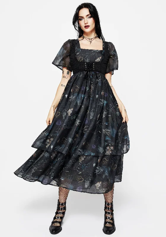 Women's Cut-Out DressesMaudeline Victoriana Print Layered Organza Midaxi Dress