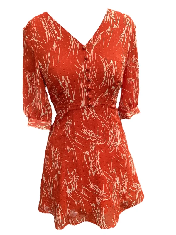 Women's Ruffled DressesOrange Dress Casual Short Ivy, Size S