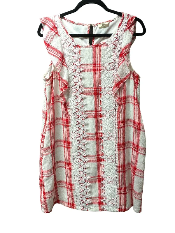 Women's Keyhole Collar DressesRed & White Dress Casual Short Entro, Size S