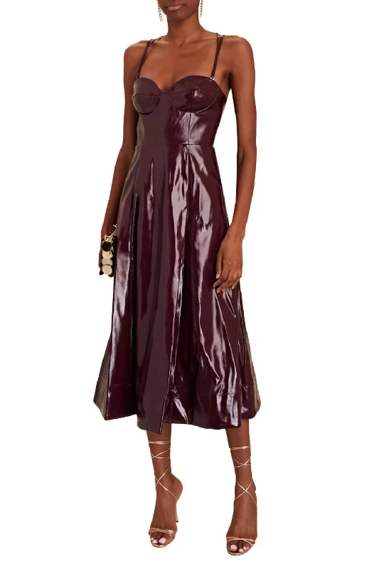 Women's Lapel Collar DressesAbstract Midi Dress In Plum