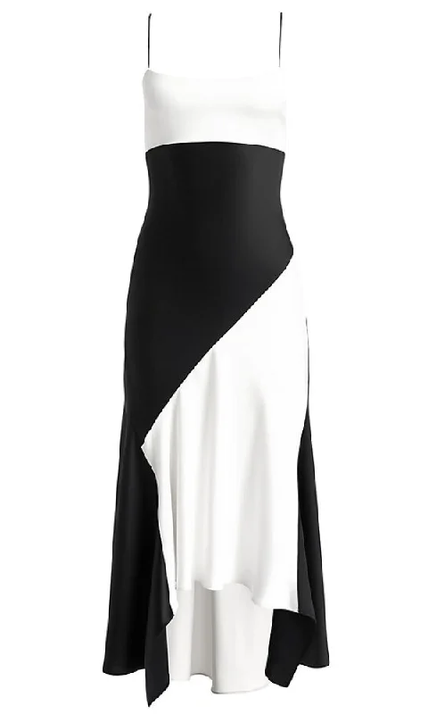 Women's High-Low Dressesalice + olivia Rosa Handkerchief Midi-Length Slipdress, Off White/Black