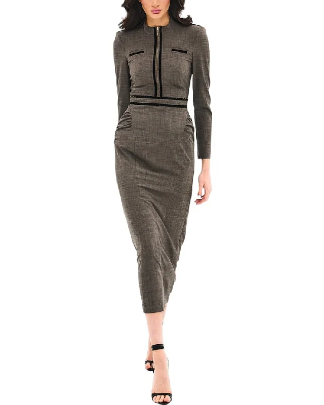 Women's Shirt Collar DressesBGL Wool-Blend Midi Dress