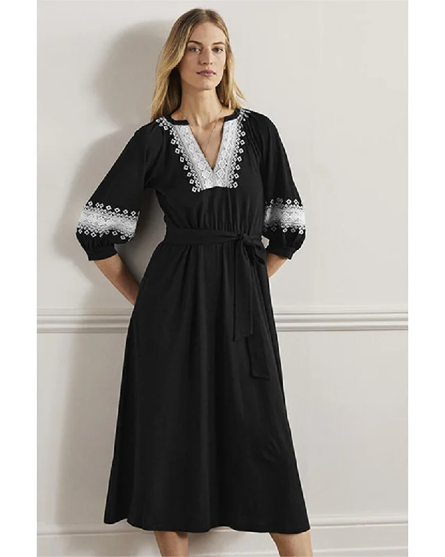 Women's Shirt Collar DressesBoden Crochet Trim Jersey Midi Dress