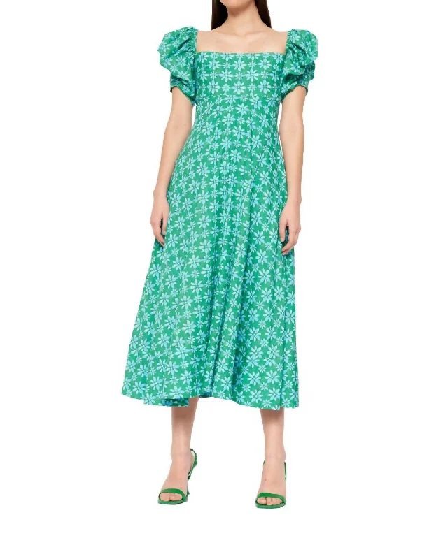 Women's U-Shaped-Neck DressesCalla Puff Sleeve Midi Dress In Arroz