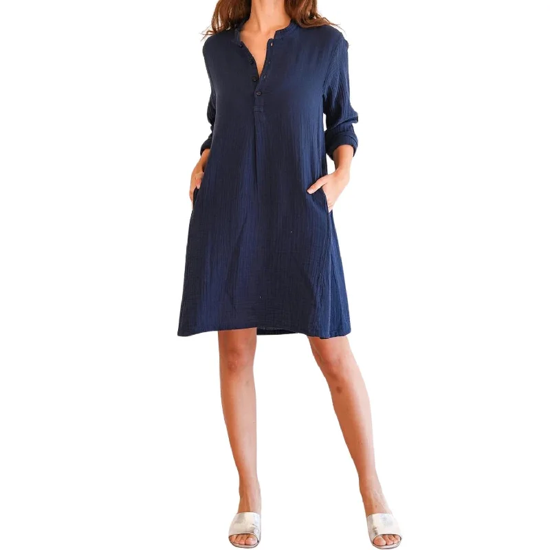 Women's Collarless DressesDehab Midi Dress In Navy