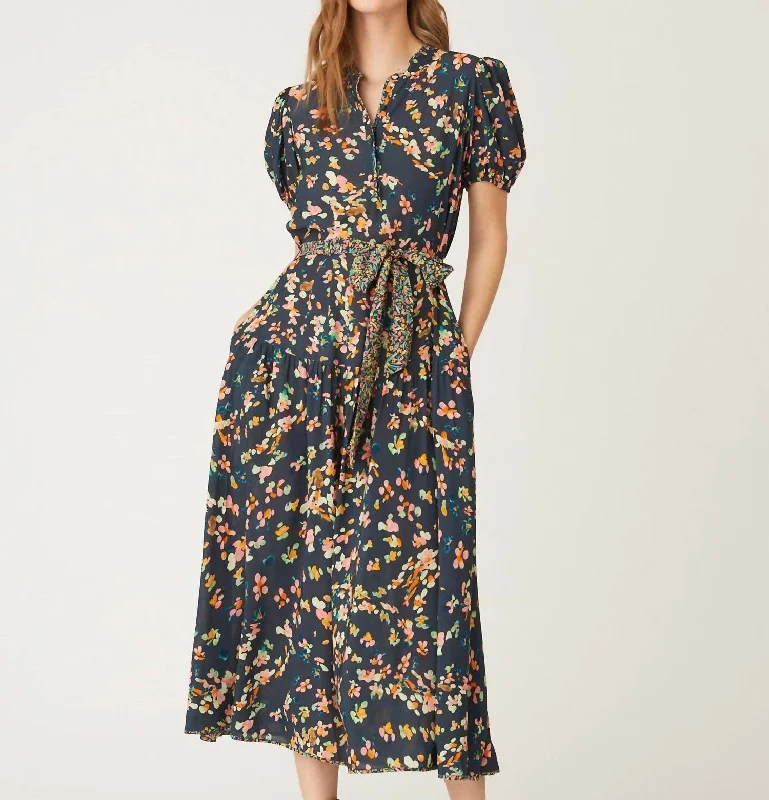 Women's Asymmetrical DressesEvie Midi Dress In Navy Multi