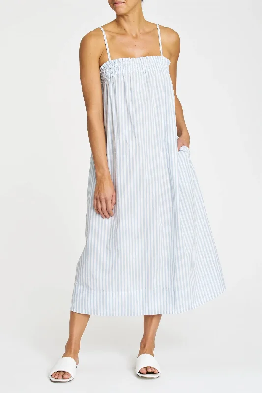 Women's Strapless DressesFarrah Midi Dress In Blue Mist Stripe